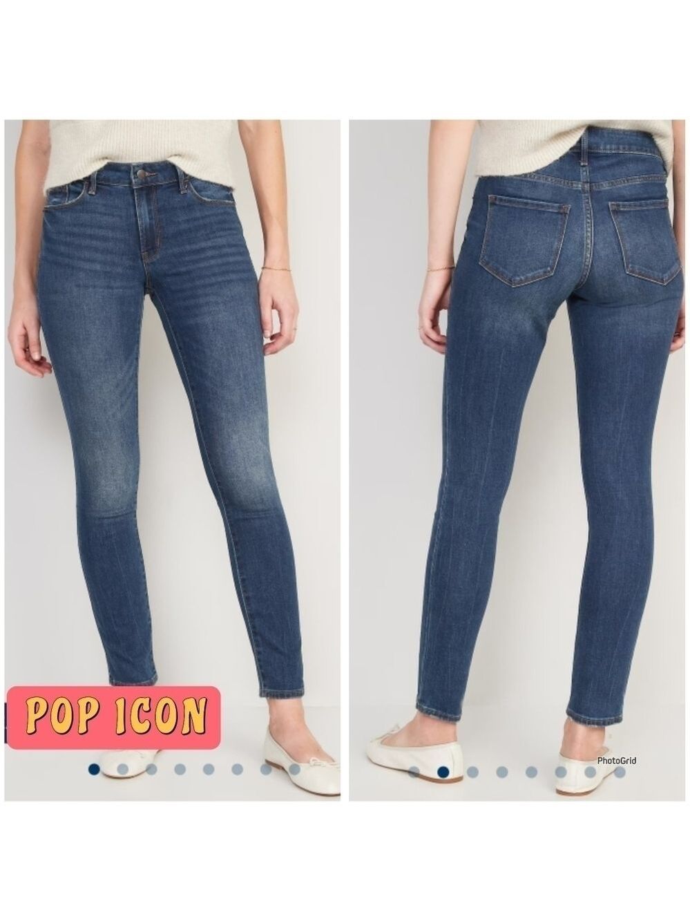 OLD NAVY POP ICON MID RISE SKINNY JEANS STRETCH WITH NO DISTRESSING - EUC